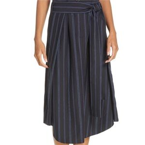 Vince Dobby Stripe Belted Midi Skirt in Indigo Size 2